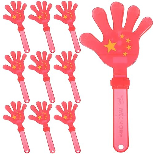Cabilock 10 Pezzi Giocattolo Tamburello Asse Cicalini Festa Del Calcio Cicalino Campane Allegria Mano Decorazioni Per Tende in Lamina Battendo Le Delirio Plastica Rosso