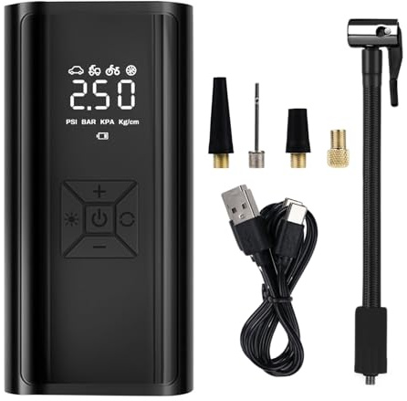 DEWIN Compressore Aria Portatile,4500mAh 150PSI Mini Compressore Portatile Auto Gonfia Gomme Auto Portatile per Auto, Moto, Bicicletta, Palle