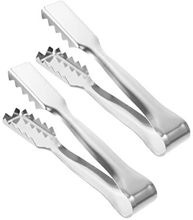 Cabilock 2 Pièces Pince à Glaçons En Acier Inoxydable Bocaux Alimentaires Outils De Barbecue Grille- Pincettes De Cuisine Crêpe Ramasseur Pot De Nourriture Plat Silver