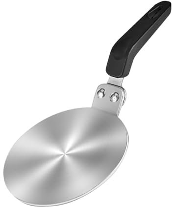 Giwnhvx Induction Hob Converter Plate, Stainless Steel Induction Converter Plate with Insulated Handle for Glass and Moka Pots