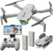 SIMREX Drone With 1080P Camera for Kids Adults, Mini RC Quadcopter Foldable, One Key Start, Waypoint Fly, Headless Mode, Auto-Follow, 3D Flip, 3 Speeds, 2 Batteries, Easy for Beginners, Grey