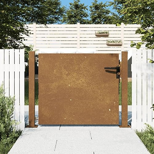 Homgoday Portal de Jardín de Acero Corten con Sistema de Cerradura - Seguridad y Elegancia Rustica