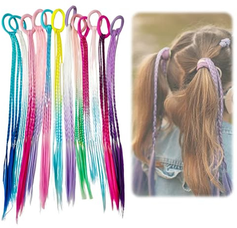 Haar-Lametta-Set, 12 Farben, Glitzerverlängerung, Feen-Lametta-Haarverlängerung, farbige Haarverlängerung für Kinder, Lametta-Set, hitzebeständiges Zubehör, Regenbogen-Extensions zum Flechten, für