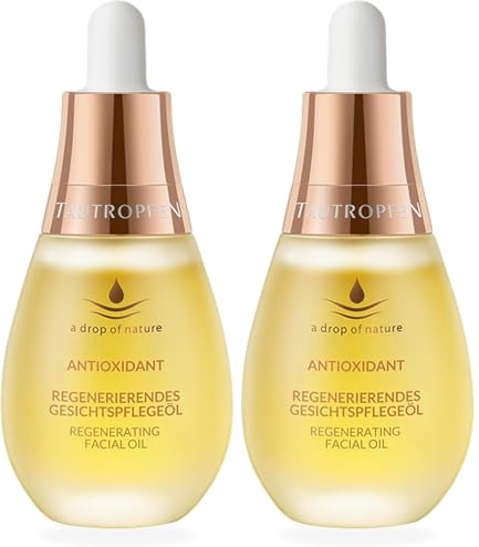 TAUTROPFEN Naturkosmetik Regenerierendes Gesichtspflegeöl (35 ml), leichte Textur, schnell einziehend, mit Coenzym Q10 & Amaranth Öl, Anti-Aging Gesichtsöl für alle Hauttypen (Packung mit 2)