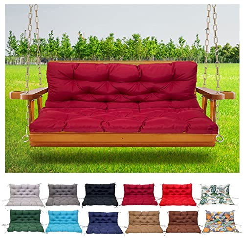 Wasserdichtes, rutschfestes Outdoor-Bank-Schaukelkissen, dick, 10,2 cm, Ersatz-Sitz- und Rückenkissen für 2- und 3-Sitzer, Gartenmöbel, Dunkelrot, 150 x 100 x 10 cm