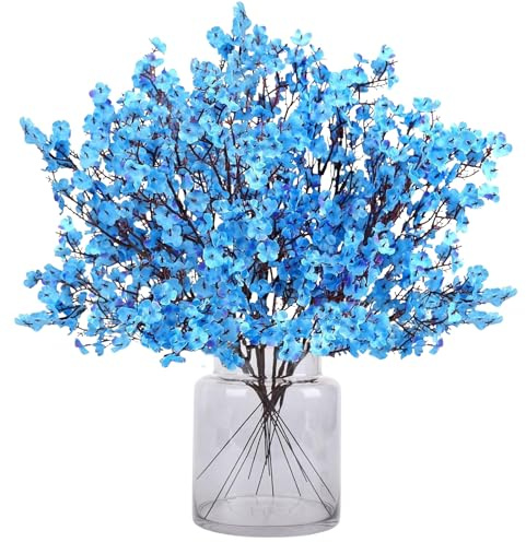 N&T NIETING Künstliche Blumen, 12 Stück Schleierkraut Künstlich Gypsophila Blumen für DIY Hochzeit Blumenstrauß Party Tisch Centerpieces Blumenarrangements Garten Party Home Dekoration(Blau)