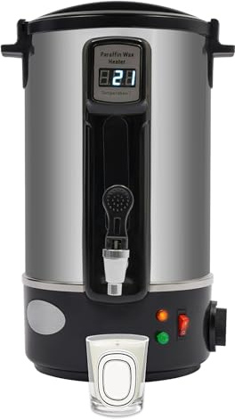cunnyend Fondoir Cire Bougie Machine Pot De Fusion Cire éLectrique Acier Inoxydable, 1100 W Bec Verseur Machine à Fondre La Cires RéGlage 30-100 ℃, Affichage Numérique LED, Pour Fabrication De Bougie