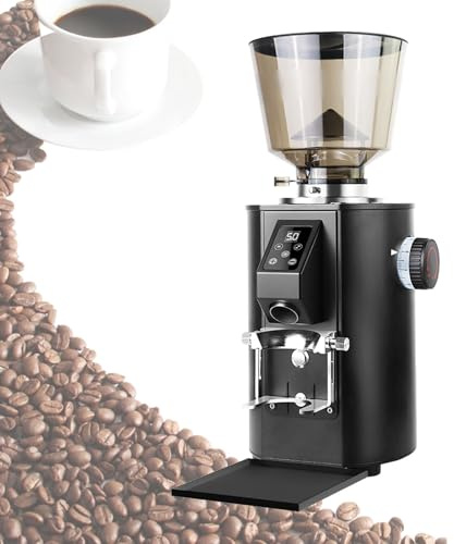 Molino de Café Profesional, Equipo Automático de Molienda de Café con Muelas Planas, Molinillo de Café Eléctrico de Alta Capacidad, for Espresso/Goteo/Vertido(Black)