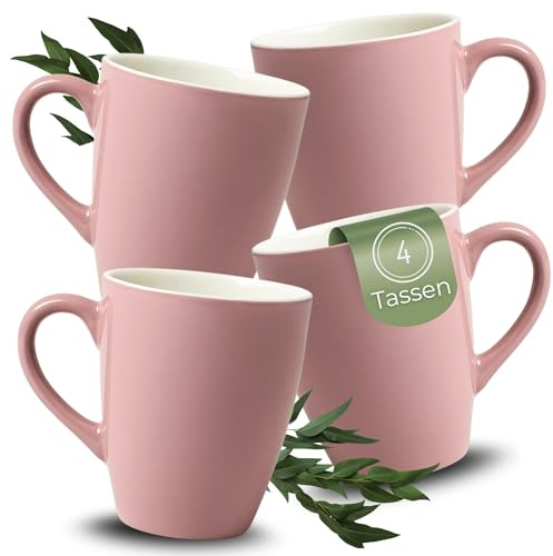 matches21 HOME & HOBBY Lot de 4 tasses à café en céramique 340 ml – Tasses à thé pour 4 personnes, tasses à café, passent au lave-vaisselle