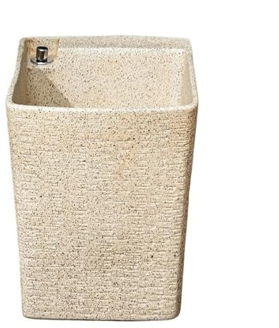 Lavandino in Ceramica Quadrato con lavatoio, Kit di Scarico Inferiore per Bagno Domestico/Rubinetto (Opzionale), lavabo da Esterno in Stile retrò Intagliato a Mano per Balcone, Cortile, Lava