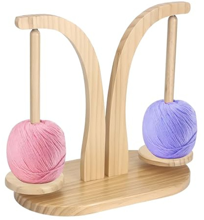 Lunaanda Avvolgitore Magnetico per Filati, Doppio Mandrino Rotante, Avvolgitore per Lana per Lavori a Maglia, Tessitura, Filatura e Cucito, Colore Legno
