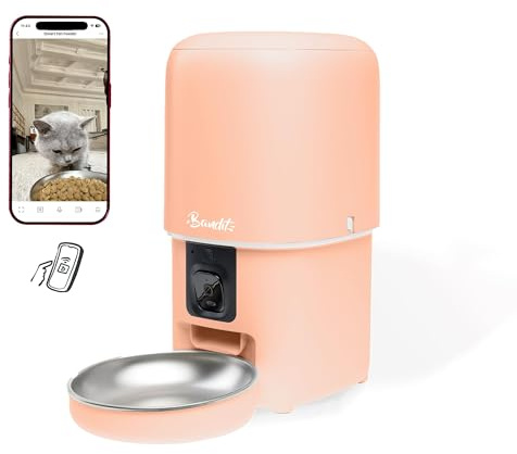 Bandit – Intelligenter Futterspender für Angeln – Diätüberwachung für Katzen und kleine Hunde – Programmierung bis zu 15 Mahlzeiten – HD-Kamera & Micro – 4 l luftdichter Behälter