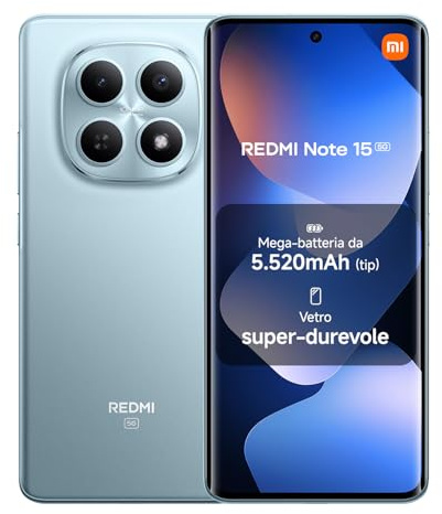 XIAOMI REDMI Note 15 5G, Smartphone 12+512GB, Viola Nebbia,Resistenza IP65 | Design ultrasottile, Fotocamera super nitida da 108 MP, Display FHD+ da 6,77, Garanzia 2 anni