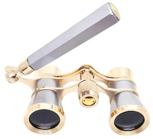 Opernglas 3x25 Vintage, Kompakt mit Kette & Verstellbarem Griff - Elegantes Geschenk für Oper, Theater, Konzerte(Silver-gray1)
