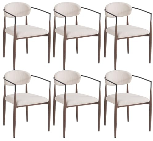 BXEYXE Juego de 6 sillas de comedor de lino de alta calidad, diseño ergonómico con pie ajustable
