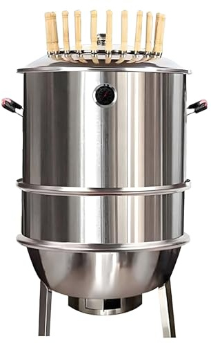 Vertical Charcoal Smoker Grill with Thermometer, Smokeless BBQ, Detachable Barrel for Oil and Charcoal Separation