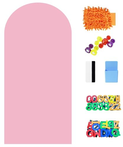 Ranjima Magnetisk väggdekal 100 x 45 cm, självhäftande magnetisk vägg för ritning och skrivning, återskrivbar magnetfolie med tillbehör, magnetisk tavla för hemmet kontor lärande lekrum rosa