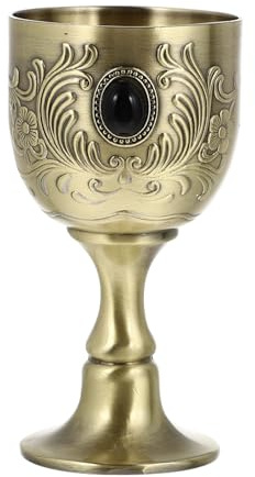 CRAFTHROU Copa de Vino Tinto Vintage de Metal Mini Cáliz 3.23 Pulgadas Dorado para Eventos y Decoración Hogareña