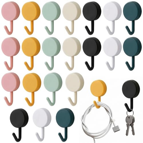 21 Ganci Adesivi Colorati, Gancetti Adesivi da Parete Senza Fori per Cucina e Bagno, Appendini Adesivi Multicolore per Asciugamani, Accappatoio e Strofinacci, Set di 21 Pezzi per Organizzazione Casa