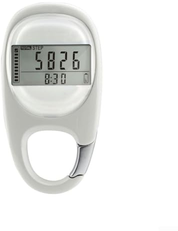 Podomètre 3D avec compteur de calories – Moniteur de marche numérique précis pour enfants âgés – Sac ceinture à clipser – Blanc 7,6 x 4 x 1 cm
