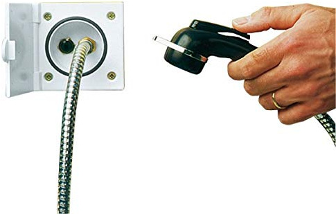 Berger Unisex – Erwachsene Camping Accessories Wohnwagen Wasseranschluss Set Wasserzulaufschlauch Außenwand Anschluss für Wohnmobil, Silber, Standard