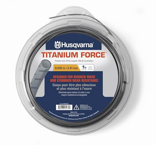 Husqvarna Titanium Force 0.095-Inch, 280-Foot Spooled String Trimmer Line, Professional Grade Copolymer Weed Eater Line with Cutter