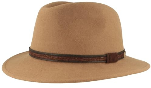 Breiter Outdoor Filz-Hut - Trekking Wollhut Aus 100% Wolle - Wasserabweisend & Faltbar - Mit Ledergarnitur - Für Herren & Damen