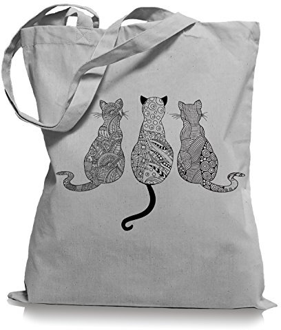 Ma2ca® Cats - Katzen Tragetasche/Bag/Jutebeutel WM101-lightgrey