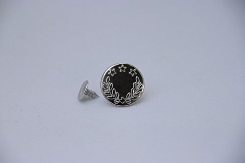 10 Qualitäts Nähfrei Jeansknöpfe silber Eichenlaub Sterne 17 mm Ersatzknopf