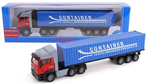 Toyland® 28cm Toy Lorry & Trailer - Model Toys & Vehicles – Assorted Designs (Container Lorry)