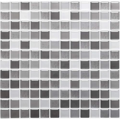 Yoillione Azulejos Adhesivos de Mosaico 3D, Impermeable Pegatinas Adhesivas de Pared para Baño Cocina, 4 Piezas