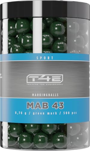 T4E Paintball Kugeln MAB 50 Prec, Munition Kaliber 0.43, 500 Stück, Markingballs, grün