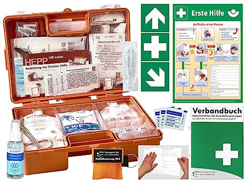 Verbandskoffer (K) Typ CN -INKL. 90° ARR. -Komplettpaket- Erste Hilfe - aktuelle DIN 13157 (Betriebe) INKL. Verbandbuch +Hygiene-Gel +Notfallbeatmung +Aufkleber +Aushang