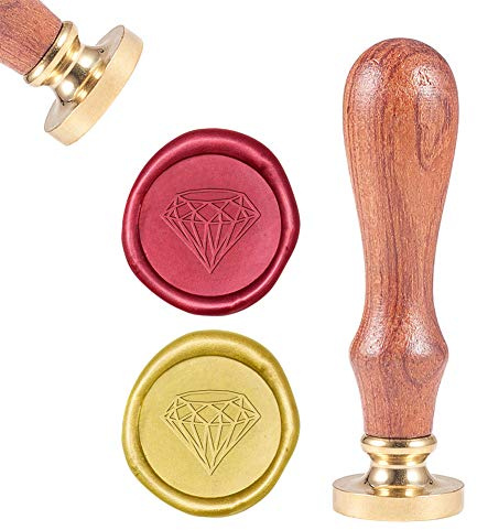 craspire Raute Wachs-Siegel-Stempel, Siegelwachsstempel Retro Holzstempel Wachssiegel 25 mm Abnehmbar Messingdichtung Holzgriff Für Umschlag Einladung Hochzeit Verschönerung Flasche Dekoration
