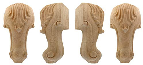 Bitray Wooden Furniture Legs 6 Inch Height Wood Solid Unfinished Carved Furniture Legs Replacement for Sofa Cabinet Wardrobe Table - 4PCS