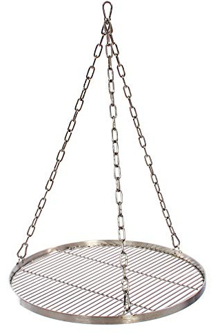Grillrost 50 cm mit Kette Edelstahl für Schwenkgrill 3 Bein Grill Rost 10 mm Stababstand BBQ