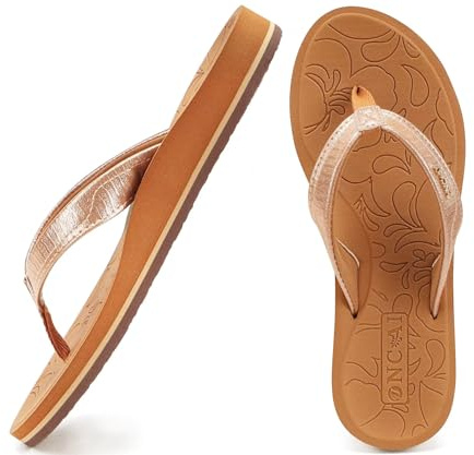 ONCAI Tongs Femmes,Yoga Mat Anti-dérapant Tongs mode Sandales Plage d'été Pantoufles avec soutien de la voûte plantaire Semelles Eva légères Kaki Taille 42