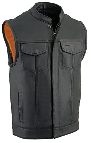 Milwaukee Leather Men's MLM3514 Black Premium Dual Closure Club Style Motorcycle Vest w/Cool-Tec Leather Treatment - Large