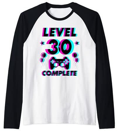 Level 30 Complete 30. Geburtstag - Zocker Gaming Vaporwave Raglan