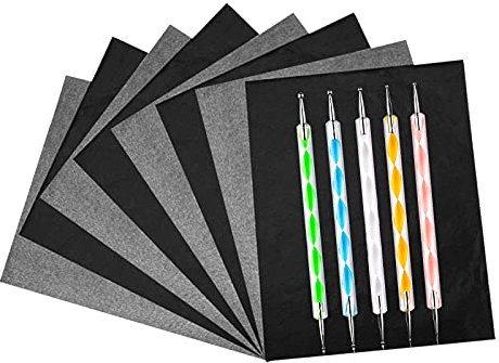 Blatt kohlepapier,100 Pauspapier,Schwarzem Transferpapier,Blätter Carbon Transferpapier Graphit NachverfolgungPauspapier mit 5 Pcs Embossing Stylus,