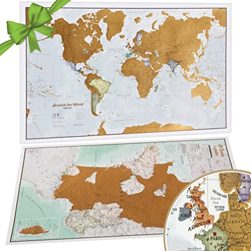Weltkarte zum Rubbeln + Rubbelkarte von Frankreich zum Rubbeln als Bonus – 59 x 42 cm – Maps International über 50 Jahre Erfahrung in der Kartografie