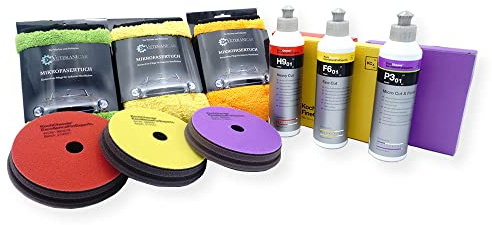 Veteranicar Koch Chemie Autopolitur Set Politur Mikrofasertuch 9-Teilig Heavy+Fine+Micro Cut