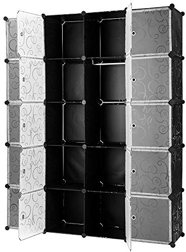 Kleiderschrank mit 20 Würfeln mit Türen, Raumteiler, Regal, modular, Aufbewahrung, Kleidung, Schuhe, Spielzeug, Taschen für Wohnzimmer, Schlafzimmer, Badezimmer (20 Würfel)