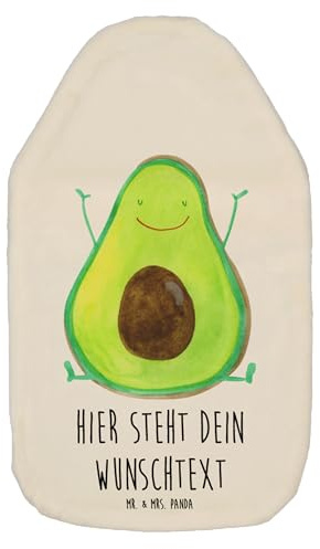 Mr. & Mrs. Panda Personalisierbare Wärmflasche Avocado Glücklich - Weiß