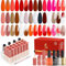 Lavender Violets 26-teilig UV-Gel-Nagellack-Set, Mit roten, orangen & goldenen, Grundierung, blühender Gel-Unterlack, glänzender und matter Überlack, Punkte-Design, Zeichnen mit Nagelpinsel C402