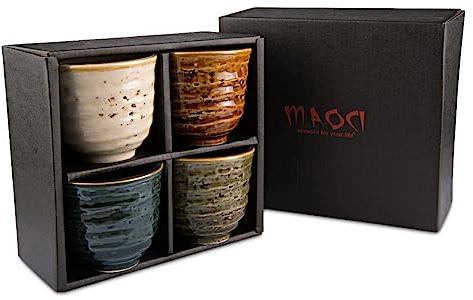 Maoci - japanische Teebecher aus Porzellan im 4er Geschenkset farbig 150ml