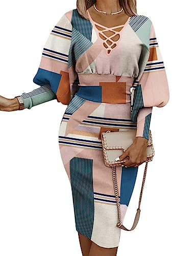 ORANDESIGNE Robe Femme Chic et Elegant Mi Longue Crayon Sexy Moulante Midi Robe d'affaires au Travail Décontractée au Bureau Robe de Soirée Cocktail Vintage Mariage Fete Pencil Dress A 01 S
