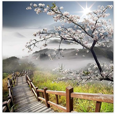H839Z_NS1BC Stickers muraux Motif fleurs de cerisier du Japon 70 x 70 cm