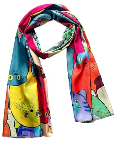 CANNCA Foulard Col en Soie Motif Art Peintres Célèbres - Châle Long de Qualité, Jeune et Élégant pour Femme - Grande Echarpe Complément Original pour Cadeau, HH-6, Taille