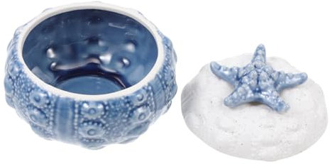 GALPADA 1pièce Bol De Cuisson Céramique Avec Couvercle Et Poignée Récipient De Rangement Créatif Pour Collations Décoration Intérieure Bleu